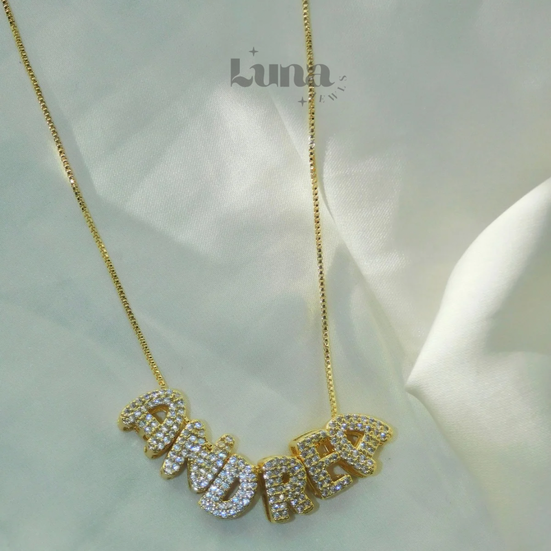 Personalized  Bubble Letter Necklace